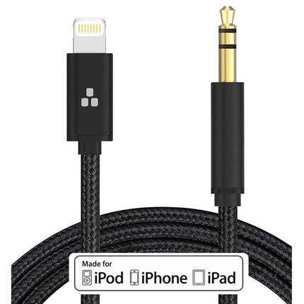 Thore Cable Auxiliar 3.5mm a Lightning 4 Pies Negro Apple MFi