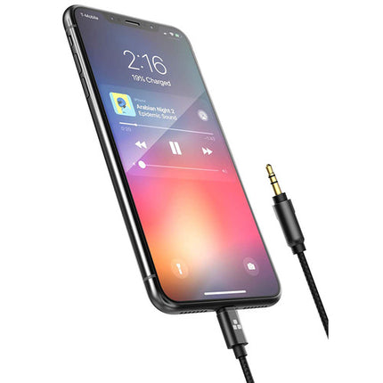 Thore Cable Auxiliar 3.5mm a Lightning 4 Pies Negro Apple MFi