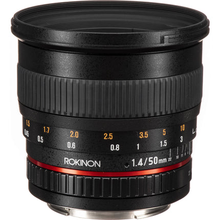 Rokinon 50mm f1.4 AS IF UMC Objetivo para Canon EF Montura con Funda y Parasol desmontable
