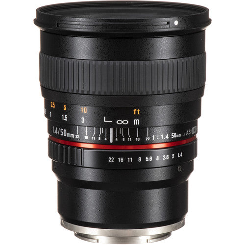 Rokinon 50mm f1.4 AS IF UMC Lente para Sony E-mount Apertura f1.4-22 y Filtro 77mm