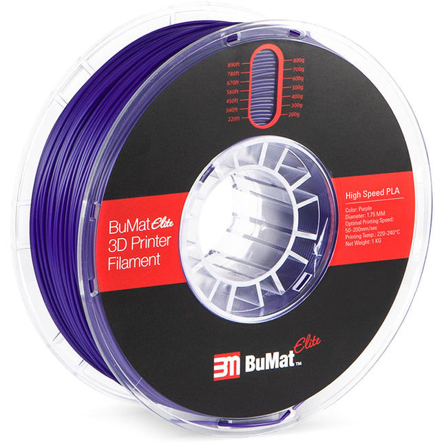 BuMat Elite Filamento PLA 1.75mm 1kg Violeta Velocidad 50-200mm/s