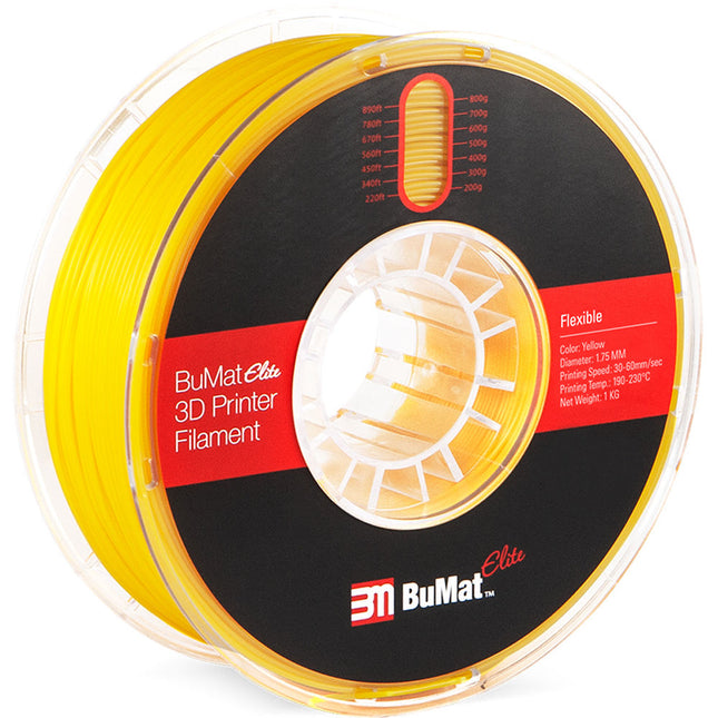 BuMat Elite Filamento Flexible 1.75mm 1kg Amarillo para impresión 3D