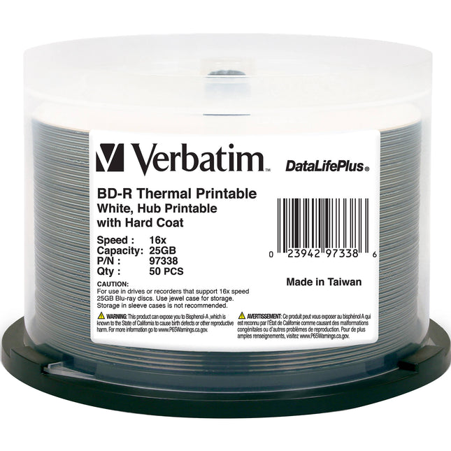 Verbatim 97338 BD-R 25GB 16x DataLifePlus Blu-Ray Discos 1080p 50 Pack