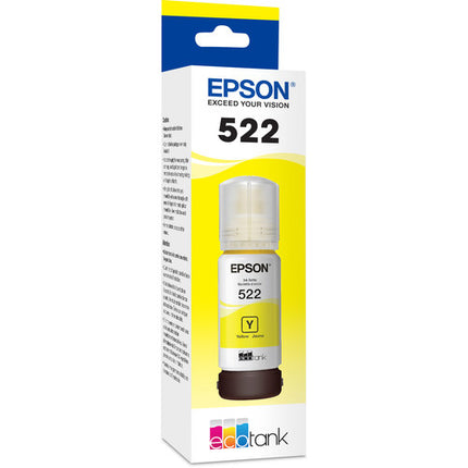 Tinta Amarilla Epson T522 65mL para Impresora Supertanque EcoTank ET-2720