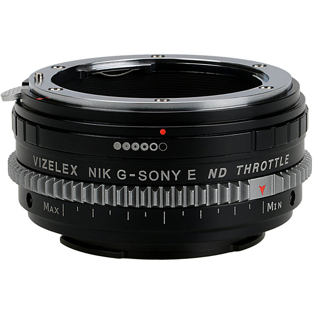 Adaptador FotodioX Vizelex Cine ND para lentes Nikon F a Sony E con filtro ND variable 2 a 8 pasos
