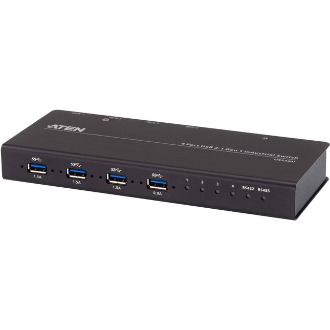 ATEN 4 x 4 USB 3.1 Gen-1 Hub Industrial con selector remoto y puerto rs-422