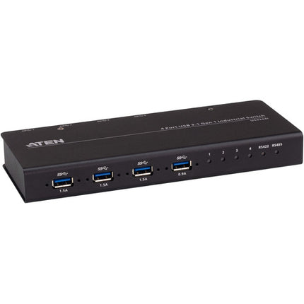 ATEN 4 x 4 USB 3.1 Gen-1 Hub Industrial con selector remoto y puerto rs-422