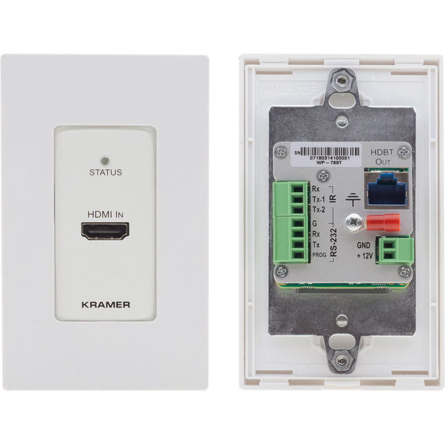 Kramer 4K60 Transmisor HDMI sobre HDBaseT 1-Gang con PoE RS-232 IR Blanco Negro