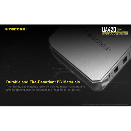 Cargador de Pared Nitecore UA42Q 36W 2 Puertos USB con Quick Charge 3.0