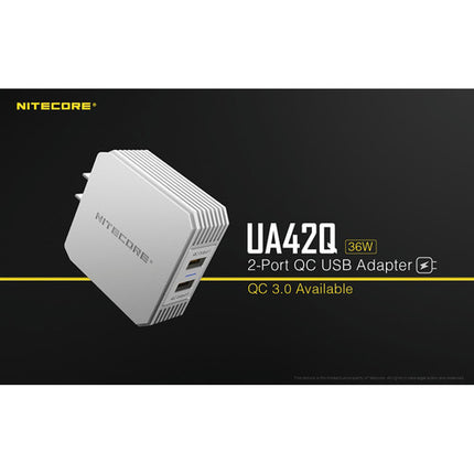 Cargador de Pared Nitecore UA42Q 36W 2 Puertos USB con Quick Charge 3.0