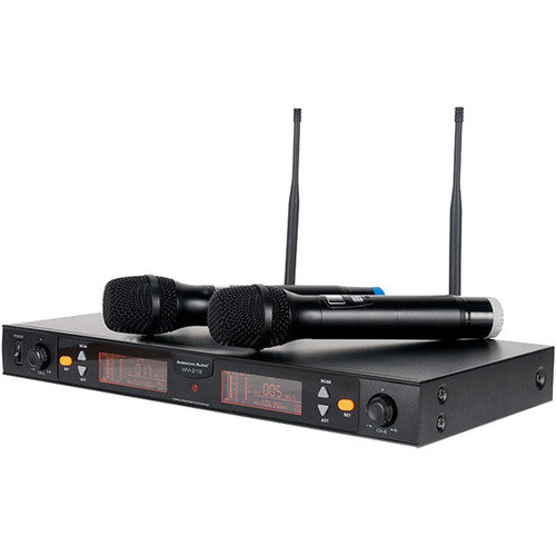 American Audio WM-219 Sistema de Micrófono Inalámbrico UHF de Dos Canales 300 pies rango