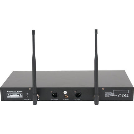 American Audio WM-219 Sistema de Micrófono Inalámbrico UHF de Dos Canales 300 pies rango