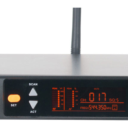 American Audio WM-219 Sistema de Micrófono Inalámbrico UHF de Dos Canales 300 pies rango