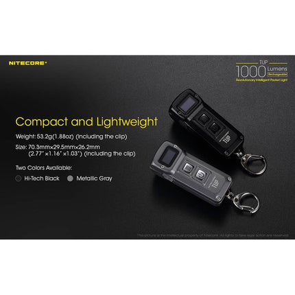 Nitecore TUP Linterna de Bolsillo Recargable 1000 Lúmenes 1200mAh Batería