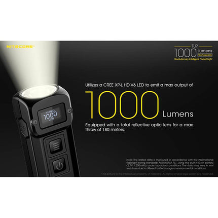 Nitecore TUP Linterna de Bolsillo Recargable 1000 Lúmenes 1200mAh Batería