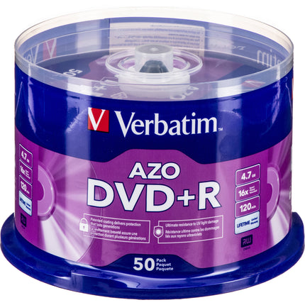 Verbatim DVD+R 4.7GB 16x Disco 50 unidades con garantía limitada de por vida