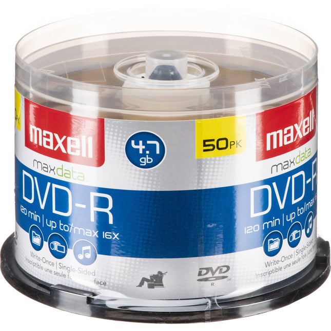 Maxell DVD-R 16x Discos 50 Unidades Garantía de por vida limitada