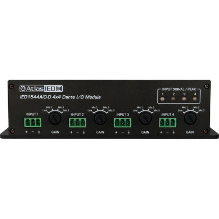 AtlasIED IED1544AIO-D Módulo de Entrada Salida 4x4 Audio Analógico a Dante con Phantom 48V PoE