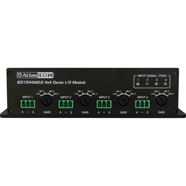 AtlasIED IED1544AIO-D Módulo de Entrada Salida 4x4 Audio Analógico a Dante con Phantom 48V PoE