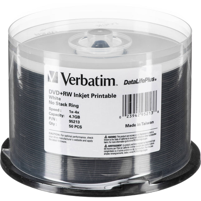 Verbatim 4.7GB DVD+RW 4x Discos Regrabables DataLifePlus 50 unidades Blanco