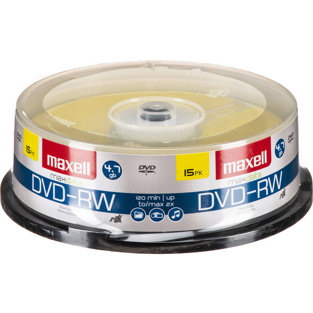 Maxell DVD-RW Disco DVD Regrabable 4.7GB Paquete 15 unidades garantía limitada