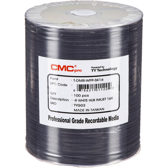 CMC Pro DVD-R 4.7GB 16x Grabable Superficie Inkjet 100 Unidades
