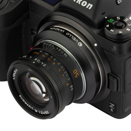 Vello Adaptador para Lente Leica M a Cámara Nikon Z con Montura de Aleación y Liberación por Botón