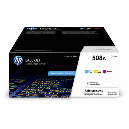 HP 508A Cartuchos de tóner láser cian magenta amarillo 3 unidades 5000 páginas cada uno para impresoras M553 MFP M577