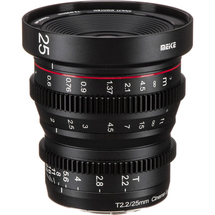 Meike 25mm T2.2 Objetivo de Cine Manual MFT Montura T22 y Funda