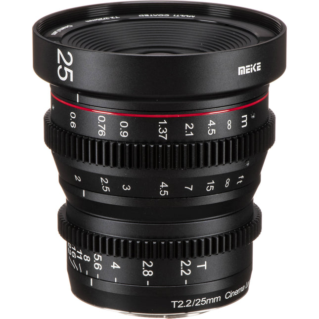 Meike 25mm T2.2 Objetivo de Cine Manual MFT Montura T22 y Funda