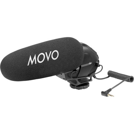 Movo Photo VXR3030 Micrófono Shotgun para Cámara 150 Horas Batería con Paravientos Foam y Furry