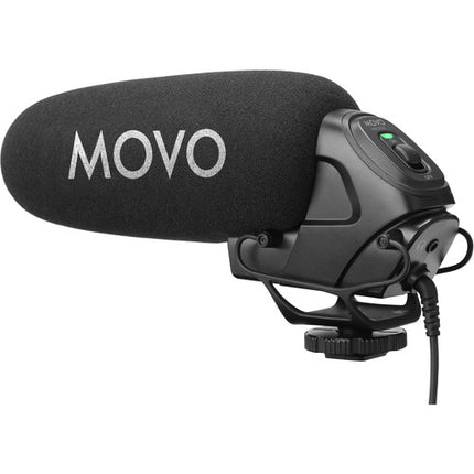 Movo Photo VXR3030 Micrófono Shotgun para Cámara 150 Horas Batería con Paravientos Foam y Furry
