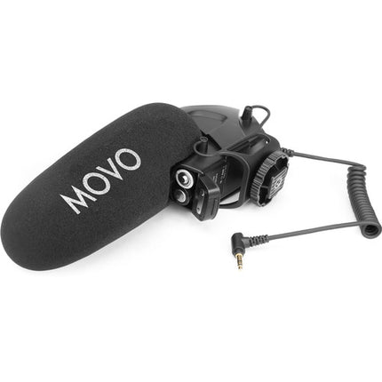 Movo Photo VXR3030 Micrófono Shotgun para Cámara 150 Horas Batería con Paravientos Foam y Furry