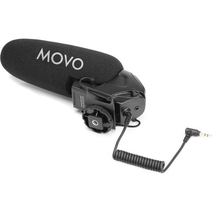 Movo Photo VXR3030 Micrófono Shotgun para Cámara 150 Horas Batería con Paravientos Foam y Furry