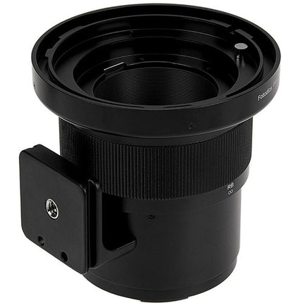 Adaptador FotodioX Pro para lentes Mamiya RB67 RZ67 a Canon RF con montura de latón cromado y soporte trípode integrado