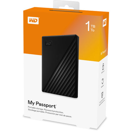 WD 1TB My Passport Disco Duro Externo USB 32 Gen 1 Negro 256-Bit AES