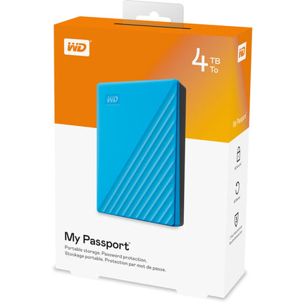 WD 4TB My Passport Disco Duro Externo USB 3.2 Gen 1 256-Bit AES