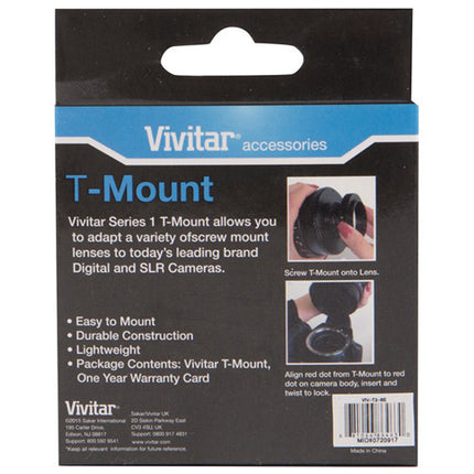 Adaptador Vivitar T-Mount a Sony E-Mount para cámaras con garantía 3 años