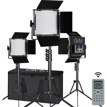 GVM 896S Kit de Iluminación LED Bicolor 3 Paneles 2300-6800K 25° ángulo