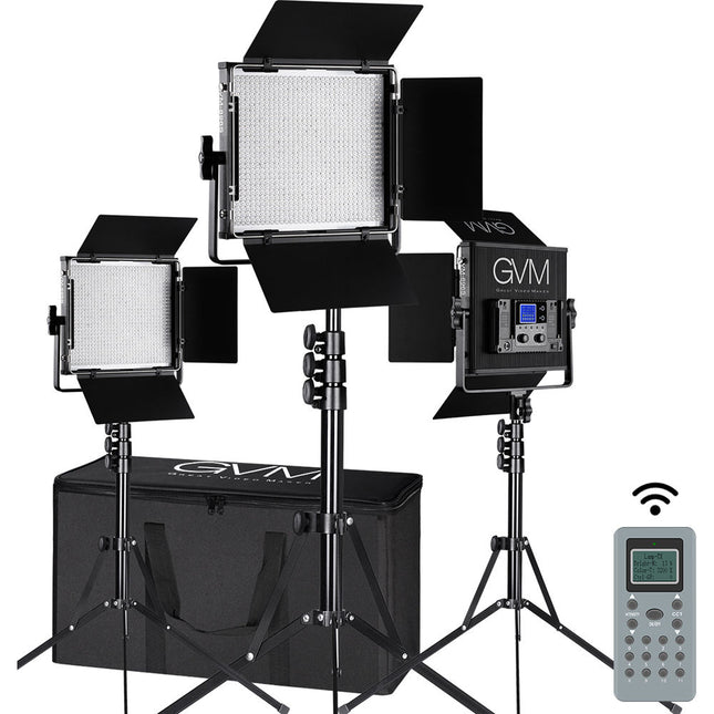 GVM 896S Kit de Iluminación LED Bicolor 3 Paneles 2300-6800K 25° ángulo