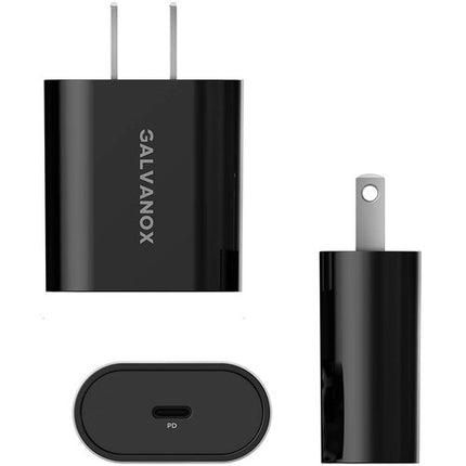 Galvanox Cargador de Pared USB Type-C 18W con Cable Lightning 5 ft Negro