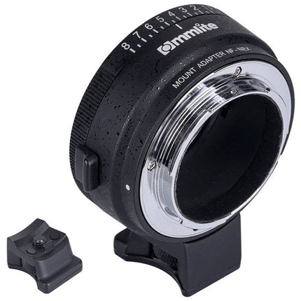 Commlite Adaptador de Montura para Lentes Nikon F a Sony E con Control de Apertura y Pie de Trípode