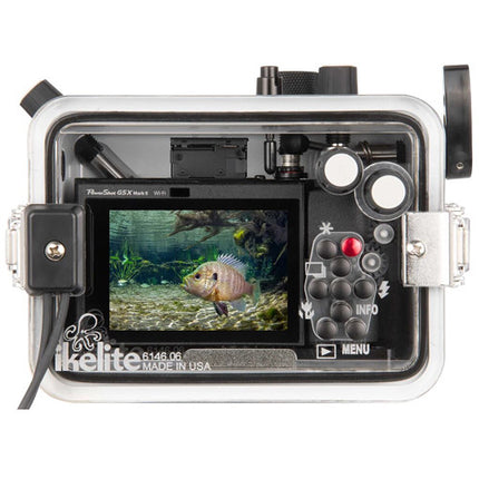 Ikelite Caja Estanca para Canon PowerShot G5 X Mark II Profundidad 200' Manejo Mecánico