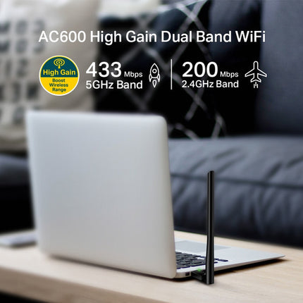 TP-Link Archer T2U Plus Adaptador USB Wi-Fi Doble Banda 600 Mb/s Antena Ajustable
