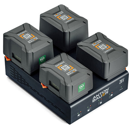 Anton Bauer QUAD 6A Cargador Multi Voltaje Montura Dorada 4 Bahías 90 Minutos