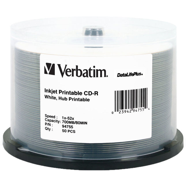 Verbatim CD-R discos imprimibles para tinta blanca pack 50 unidades garantía limitada