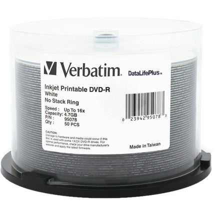 Verbatim DVD-R DataLifePlus 4.76GB 16X Grabables Paquete 50 unidades