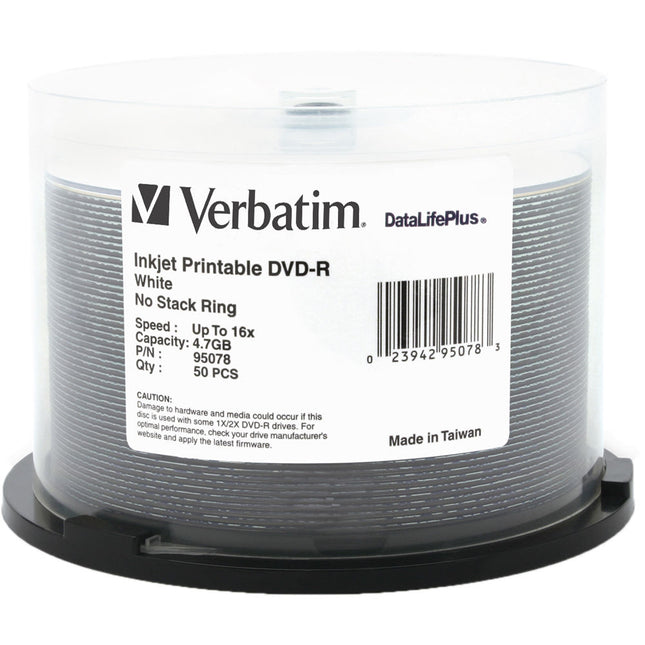 Verbatim DVD-R DataLifePlus 4.76GB 16X Grabables Paquete 50 unidades