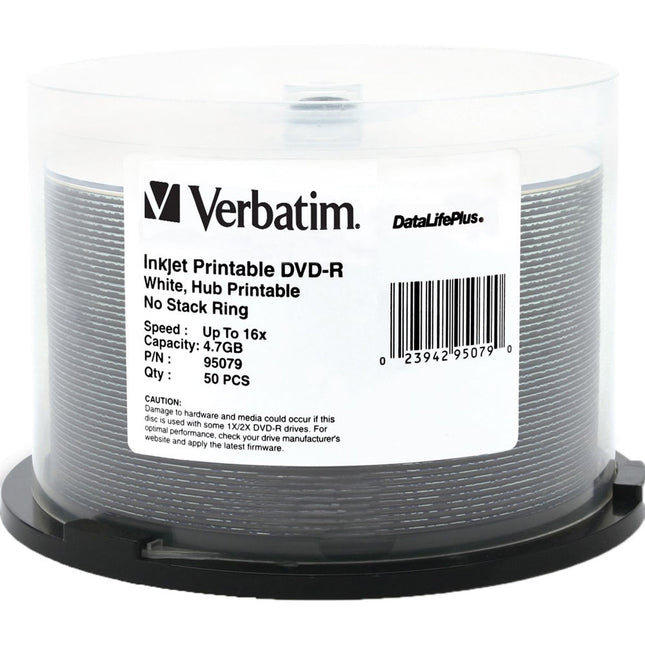 Verbatim DVD-R 4.7GB 16X Grabable Printable DataLifePlus 50 Unidades