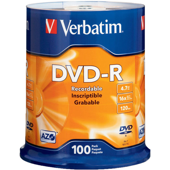Verbatim DVD-R 4.76GB 16x Paquete de 100 Discos DVD-R 120 Minutos